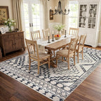 Rugshop Cream and Black Southwestern Tribal Area Rug – Boho Geometric Diamond Pattern Carpet for Living Room, Bedroom, or Entryway – Soft Modern Rustic Floor Décor 7' 10" x 10' Cream