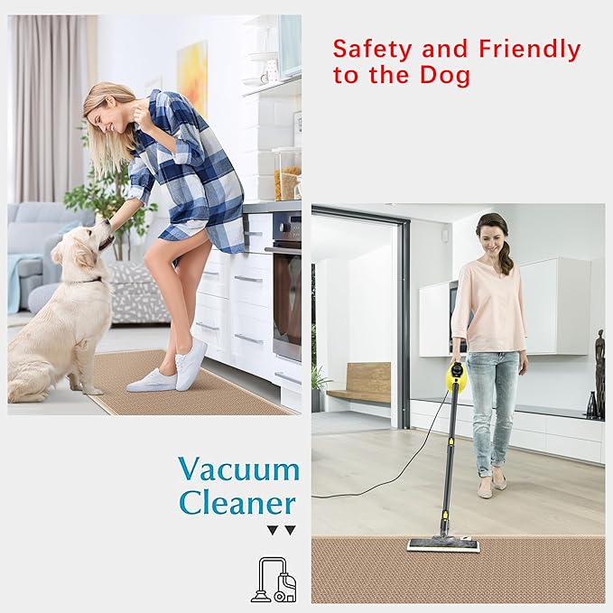 Rubber Runner Rug for Hallways Non Slip, Low Pile Long Laundry Room Mat Hall Jute Rug Runner Carpet Non Skid