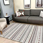 Alfa Rich 4x6 Red Burgundy White Gray Washable Area Rugs for Living Room Bedroom Kitchen Cotton Rug