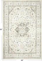 zesthome 5x7 Area Rugs, Machine Washable Rugs for Living Room, Bedroom,Stain Resistant Vintage Large Area Rug,Non-Slip Medallion Pattern Home Decor Rugs (Beige,5'x7')