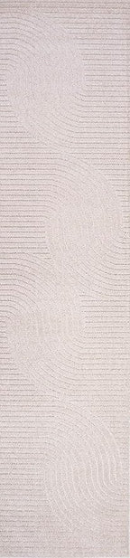 JONATHAN Y Hallie High-Low Curve Ivory/Cream Indoor/Outdoor Runner Rug, 2x10, Minimalist, Pet Friendly, Non-Shedding, Stain Resistant, Hose-Washable for Backyard, Patio, Porch (SCN100B-210)
