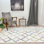 Alfa Rich 4x6 Moroccan White Washable Area Rugs for Living Room Bedroom Kitchen Decor Cotton Rug