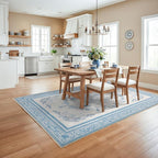 SOULFUL Medium Pile 4x6 Rugs for Living Room - Cozy Soft Underfoot Area Rug - Mist Blue Boho Floral - Washable Non-Slip - Perfect for Bedroom Kids Room Under Dining Table Office