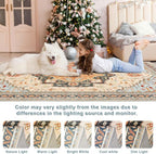 3x5 Orange Beige Area Rug for Living Room, Machine Washable Rugs with Non-Slip Backing for Bedroom, Vintage Medallion Carpet Kitchen Laundry Kids Room Decor