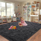 Upgrade Non-Slip Plush Rugs for Living Room, Soft Shaggy Carpets for Living Room, Fuzzy Rugs for Kids' Room, Perfect Decor for Modern Home Charcoal 8x10 Feet