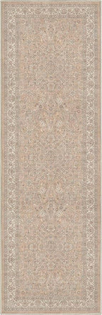 Well Woven Asha Rome Beige Cream 2'3" x 7'3" Runner Rug - Oriental Floral Pattern, Easy Clean, Floor-Friendly Backing - for Hallway, Entryway, and Kitchen