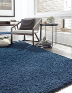 Unique Loom Solid Shag Collection Area Rug (6' 1" x 9' Rectangle, Sapphire Blue/ Navy Blue)