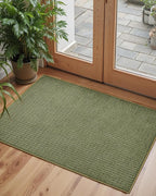 Color&Geometry Front Door Mat Indoor Non Slip Rubber Backing, 32"x48" Ultra Thin Entryway Doormat, Soft Absorbent Inside Doormat Washable Easy Clean Rugs for Entryway, Green (Rolled-up NO Creases)