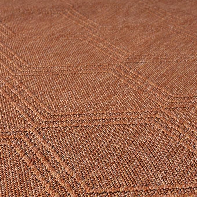LUXE WEAVERS Modern Farmhouse Orange 6x9 Washable Area Rug, Anti-Slip Diamond Pattern Carpet