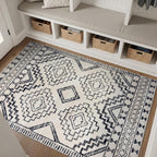 Rugshop Cream and Black Southwestern Tribal Area Rug – Boho Geometric Diamond Pattern Carpet for Living Room, Bedroom, or Entryway – Soft Modern Rustic Floor Décor 4' x 6' Cream