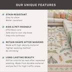3x5 Flower Area Rug for Girls Bedroom - Washable Light Pink Large Entryway Rug for Laundry Room, Kitchen, Bedroom, Dorm, Insect Print Vintage Floral Non-Slip Throw Rug Low Pile Stain Resistance