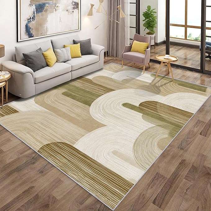 Abstract Geometry Rugs for Home Decor, 3x4 ft, Minimalist Geo Arched Area Rugs for Living Room, Soft Non Slip Washable Mid Century Modern Carpet Bedroom Decorations Dt-Ghf-19