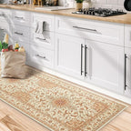 COMSLE Boho Runner Rug, 2' x 5' Washable Rugs for Hallway Faux Wool Small Kitchen Area Rug Distressed Throw Rug Non-Slip Laundry Room Rug Carpet Runner for Entryway Indoor Bedroom
