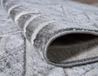Rugs.com Lattice Trellis Collection Rug – 3 Ft Round Gray Low-Pile Rug Perfect for Kitchens, Dining Rooms