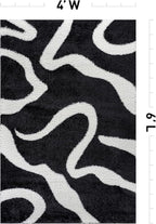 Rugshop Abstract Wavy Shag Area Rug Anthracite Dark Gray 4' x 6' Ideal for Small Living Rooms, Offices, or Beside The Bed