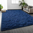 Shag Area Rug, 4 X 6 Plush Fuzzy Rugs for Living Room, Ultra Soft Fluffy Furry Rug for Bedroom, Indoor Carpet Nursery Rugs for Kids Room Home Decor, Navy Blue