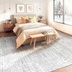 9x12 Area Rugs for Living Room, Washable Large Area Rug Neutral Modern Abstract Bedroom Rug Soft Non Slip Low Pile Stain Resistant Indoor Carpet for Kids Playroom Dining Room Office(Grey, 9'x12')