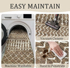 2x8 Machine Washable Runner Rug, Kitchen Hallway Area Rug, Brown Vintage Moroccan Rug Ultra Non-Slip Low Pile Soft Faux Wool Carpet, Kids and Pets Friendly for Bedroom Entryway Bedside Decor Rug