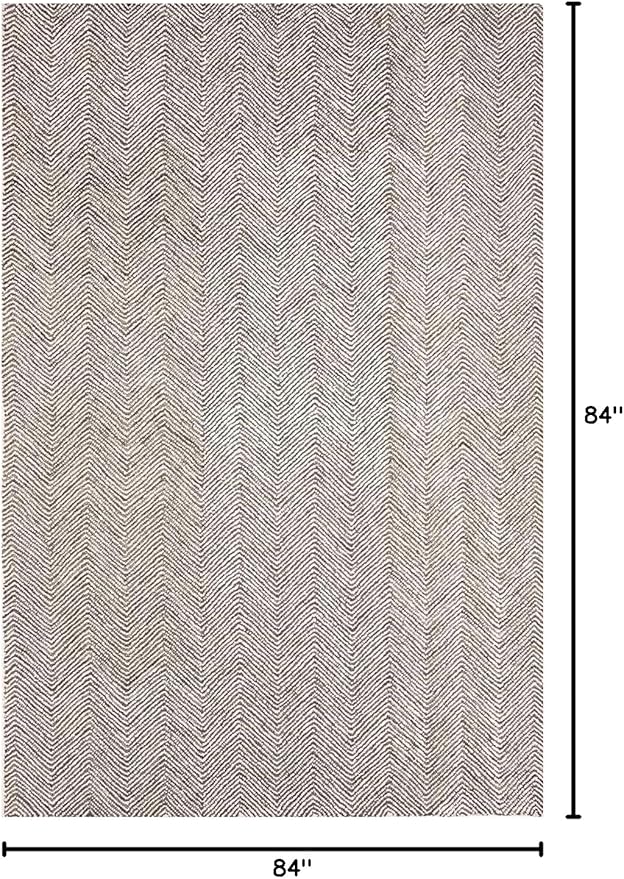 Modern Herringbone Chevron Collection Handcrafted Wool Area Rug - Durable, Zigzag Pattern, for High Traffic, Contemporary Design for Living Room, Bedroom, Dining Room Decor (Dark Olive, 7' round)