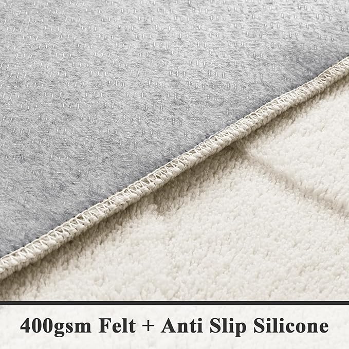 SHACOS Soft Cozy Fluffy Abstract Geometric High Low Pile Area Rugs 4'x6' Non Slip Washable Scandinavian Minimalist Rug Modern Carpet for Living Room Bedroom Dining Room, Cream