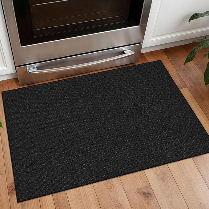 Small Braided Rugs 2x3 Ft Area Rugs for Entryway Boho Washable Rug Non Slip Rubber Backed Throw Rugs Cotton Woven Door Mat Indoor Entrance Front Door Rugs for Foyer Kitchen, Black/Grey