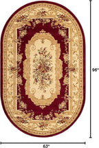Unique Loom Versailles Collection Traditional Classic Floral Motif Area Rug (5' 0 x 8' 0 Oval, Burgundy/Ivory)