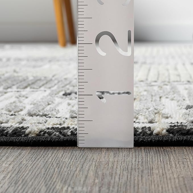 Abani Viva Cream & Grey Area Rug 4' x 6' for Living Room, Bedroom - Farmhouse Diamond Pattern - Durable & Easy to Clean