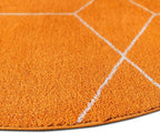 Unique Loom Trellis Frieze Collection Area Rug - Geometric (5' 1" Round, Orange/ Ivory)