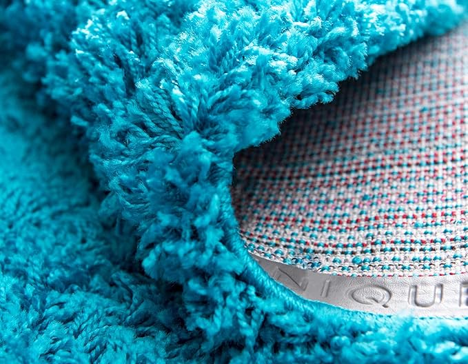 Unique Loom Solid Shag Collection Area Rug (2' 6" x 19' 8" Runner, Turquoise)