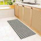 Striped Outdoor Front Door Mat 24"x51", Washable Black and White Rug Runner Cotton Hand Woven Indoor Layered Doormat, Reversible Foldable Door Rugs for Entryway/Farmhouse/Home Entrance