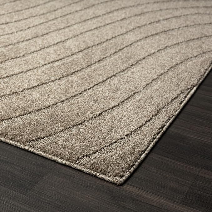 LUXE WEAVERS Modern Geometric Wave Taupe 4x6 Area Rug