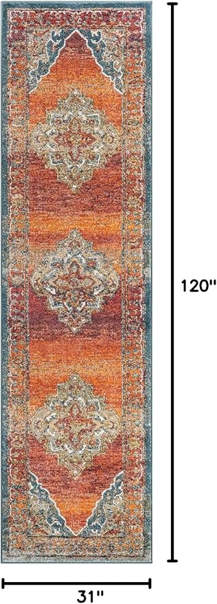 Unique Loom Isabella Collection Area Rug - Rossellini (2' 7" x 10' Runner, Rust Red/ Beige)