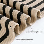 Black and Tan Outdoor Rug 24"x35", Washable Reversible Striped Front Door Mat,Cotton Hand-Woven Layered Door Mats Farmhouse Throw Rugs for Entryway Porch Decor Home Entrance