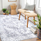 COMSLE 4x6 Rugs for Living Room Washable Area Rugs for Bedroom Faux Wool Distressed Throw Rugs Absorbent Non-Slip Floor Carpet for Indoor Kitchen Laundry Room Gray