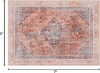 Phantoscope Washable Area Rug 5'x7' Non-Slip, Vintage Neutral Fall Rugs for Living Room, Bedroom, Dining Room, Distressed Boho Medallion Pattern, Low-Pile Foldable Floor Carpet, Rust Orange