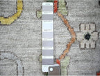 Goose Gray Afghan Angora Oushak with All Over Colorful Pattern Vegetable Dyes Organic Wool Hand Knotted Square Oriental Rug (11'9"x11'9")