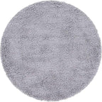 Unique Loom Davos Shag Collection Area Rug - Solid (4' 1" Round, Sterling)
