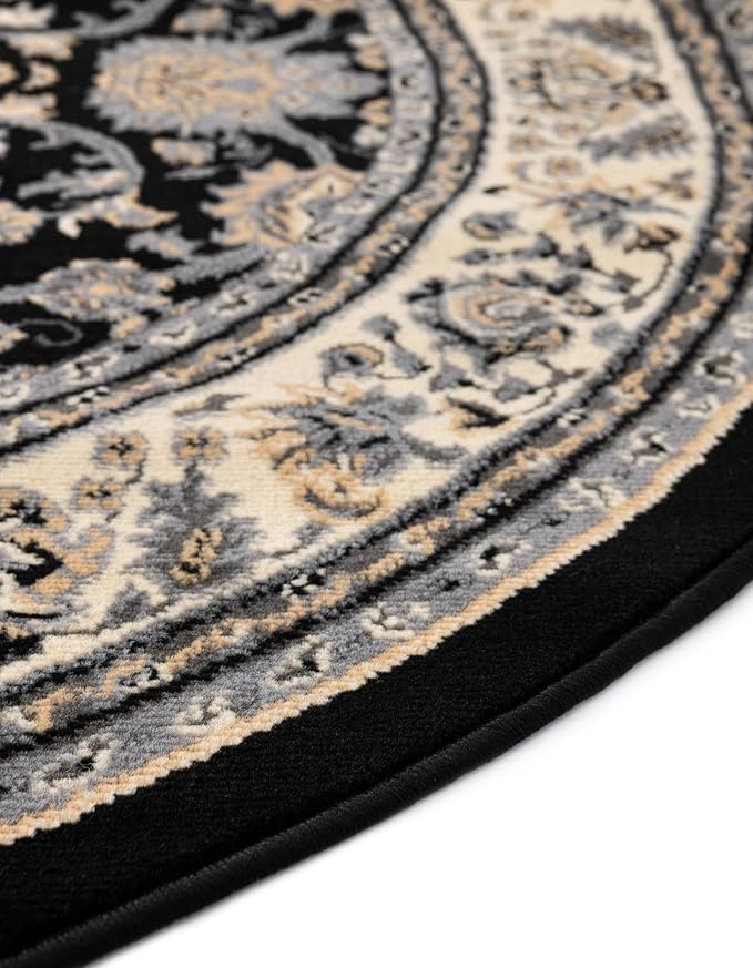 Unique Loom Sialk Hill Collection Area Rug - Washington (3' 3" Round Black/Gray)