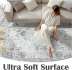 jinchan Kalen Area Rug 4x6 Washable Bedroom Rug Soft Vintage Indoor Thin Retro Distressed Floor Cover Grey Floral Country Boho Non Slip Carpet Living Room Kitchen Office Dining Room