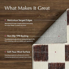 EVERGRACE Checkered Plaid Area Rug 2x6, Soft Fuzzy Faux Wool Rugs Washable Anti Slip Rugs Long Runner Rug for Entryway Bedroom Living Room Hallway Dining Room and Laundry, Dark Brown and White