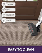 DEXI Front Entryway Door Mat Non Slip 36x60, Washable Entry Way Mats Inside Entrance Low Profile, Welcome Doormat Dirt Trapper for House Floor Home Porter Hall Backdoor Area, Light Taupe