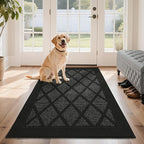 COSY HOMEER Non-Slip Door Mat 36"x60", Entryway Rugs Low Profile Absorbent Dirt Trapper Doormat for Front Entrance, Washable Polypropylene Entry Mat (Black)