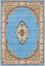 Unique Loom Reza Collection Traditional Persian Style Area Rug, 4 x 6 ft, Light Blue/Ivory