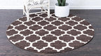 Rugs.com Lattice Collection Rug – 8 Ft Round Chocolate Brown Medium Rug Perfect for Kitchens, Dining Rooms