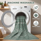 Nakagishi Area Rugs 9x12 Living Room: Washable Boho Large Neutral Modern Soft Farmhouse Green Rug Stain Resistant Indoor Floor Non-Slip Carpet for Women Home Enthusiasts Aged 25-45 - Bedroom Room