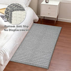 Small Bathroom Rugs,18"x30" Non Slip Grey Braided Bath Mat for Bathroom Floor,Washable Luxury Bath Rug for Tub Soft Boho Absorbent Shower Mat