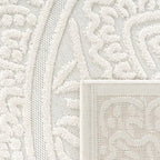 Paco Home Modern in- and Outdoor Rug with Carved Oriental Mandala Pattern in Cream, Size: 6'7" x 9'6"