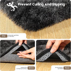 3x5 Rugs for Bedroom, Fluffy Small Area Rugs for Living Room, Soft Shag Fuzzy Carpet with 4 Non-Slip Stickers for Kids Boys and Girls Nursery Dorm Home Decor (Tie-Dyed Black Grey, 3ft x 5ft)
