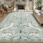 Lahome Boho Animal Washable Rugs for Living Room 8x10, Green Soft Rugs for Bedroom, Botanical Large Boho Non Slip Dining Room Carpet for Under Table Office Kids Playroom (8x10ft,Light Green)