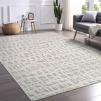 Beverly Rug Micro Loop Area Rug Gray/White 8x10 Abstract Modern Luxury Irregular Grid Durable Soft Indoor Rugs for Living Dining Room Office Stain Resistant Non Shedding Casual Indoor Carpet 8 x 10